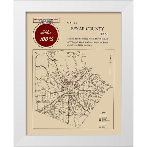 Bexar Texas Road - 1923 White Modern Wood Framed Art Print by Unknown