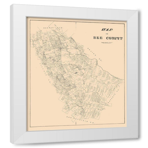 Bee County Texas - 1879 White Modern Wood Framed Art Print by Unknown