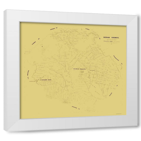 Bexar County Texas - Klappenbach 1871 White Modern Wood Framed Art Print by Klappenbach