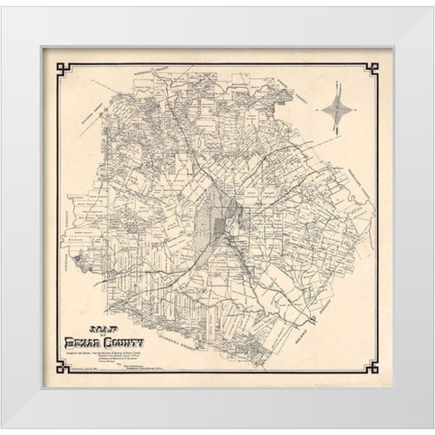 Bexar County Texas - 1887 White Modern Wood Framed Art Print by Unknown