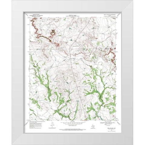 Beal Hollow Texas Quad - USGS 1969 White Modern Wood Framed Art Print by USGS