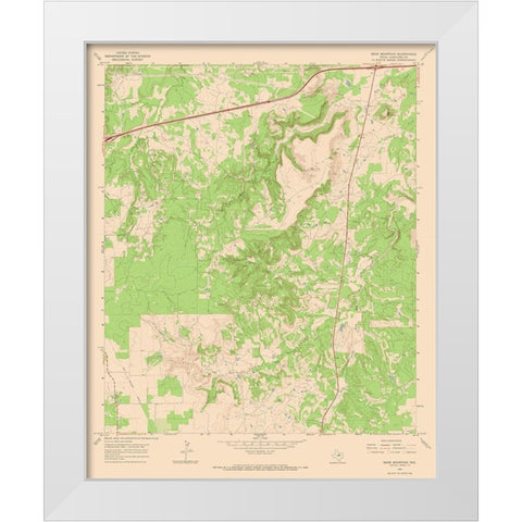 Bear Mountain Texas Quad - USGS 1966 White Modern Wood Framed Art Print by USGS