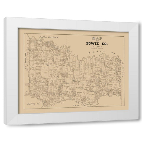 Bowie County Texas - Walsh 1879 White Modern Wood Framed Art Print by Walsh