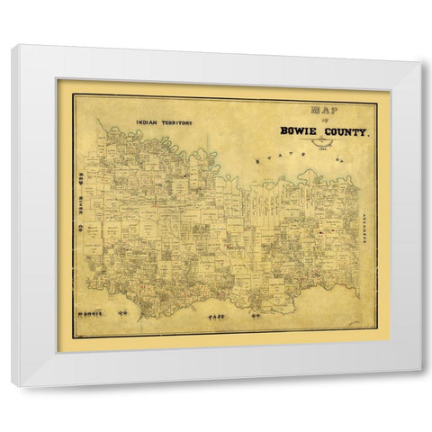 Bowie County Texas - 1884 White Modern Wood Framed Art Print by Unknown