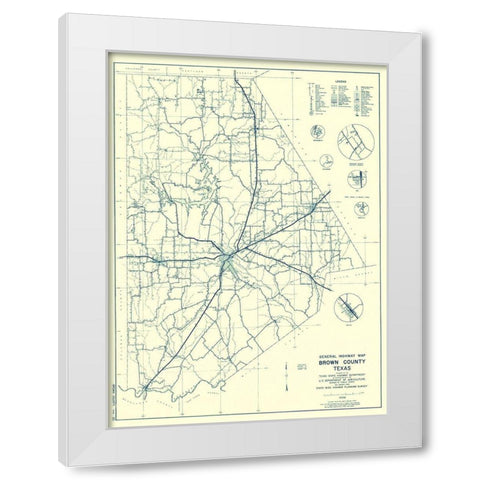 Brown Texas Highway - Highway Dept 1940 White Modern Wood Framed Art Print by Highway Dept