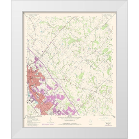 East Bryan Texas Quad - USGS 1962 White Modern Wood Framed Art Print by USGS