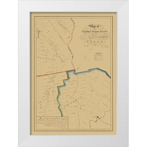 Brazoria County Texas - West 1860 White Modern Wood Framed Art Print by West