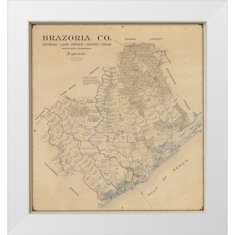 Brazoria County Texas - 1947 White Modern Wood Framed Art Print by Unknown
