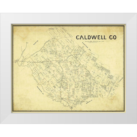 Caldwell County Texas - 1896 White Modern Wood Framed Art Print by Unknown
