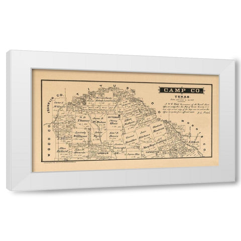 Camp County Texas - Walsh 1879 White Modern Wood Framed Art Print by Walsh