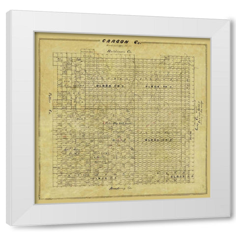 Carson County Texas - 1878 White Modern Wood Framed Art Print by Unknown