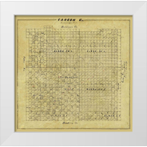 Carson County Texas - 1878 White Modern Wood Framed Art Print by Unknown