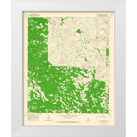 Collins Creek SW Texas Quad - USGS 1965 White Modern Wood Framed Art Print by USGS