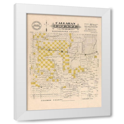 Callahan County Texas - Gast 1870 White Modern Wood Framed Art Print by Gast