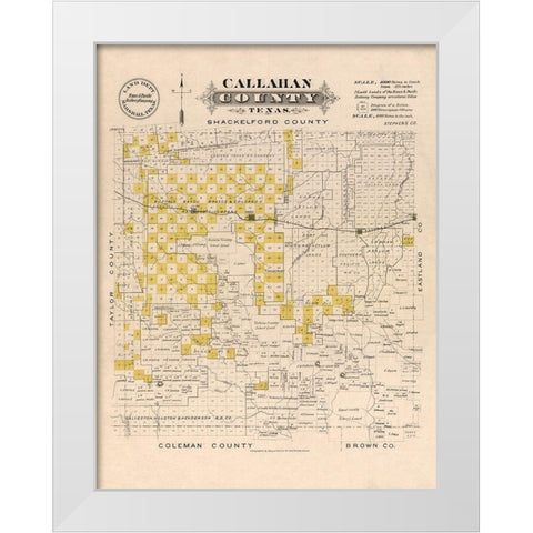 Callahan County Texas - Gast 1870 White Modern Wood Framed Art Print by Gast