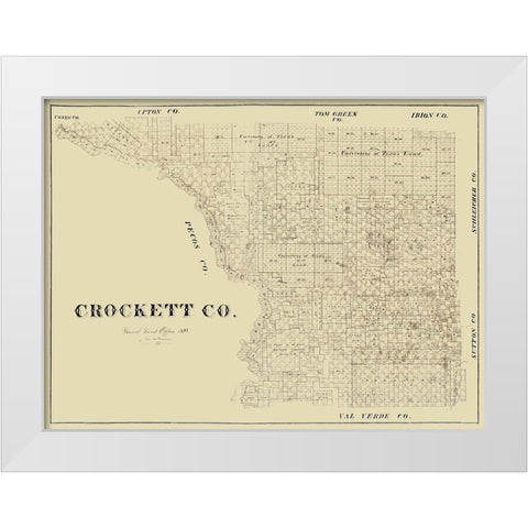 Crockett County Texas -1894 White Modern Wood Framed Art Print by Unknown