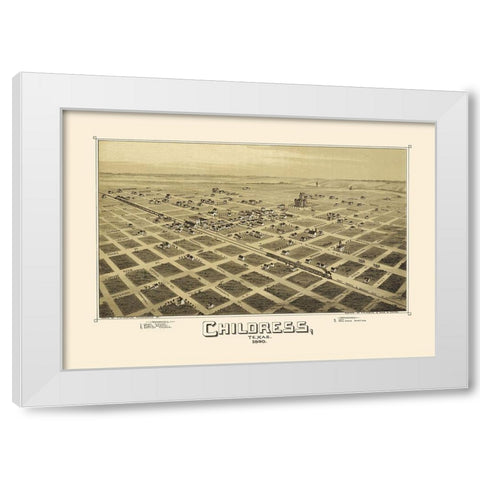 Childress Texas - Fowler 1890 White Modern Wood Framed Art Print by Fowler