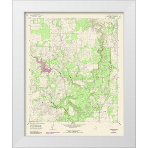 Club Hollow Texas Quad - USGS 1987 White Modern Wood Framed Art Print by USGS