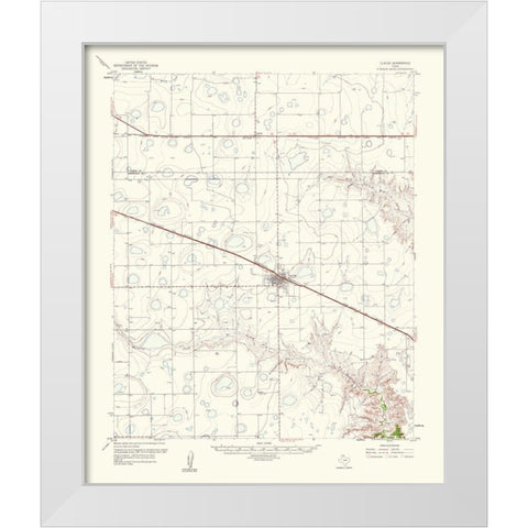 Claude Texas Quad - USGS 1961 White Modern Wood Framed Art Print by USGS