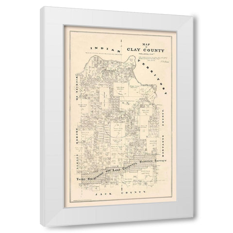 Clay County Texas - Walsh 1880 White Modern Wood Framed Art Print by Walsh