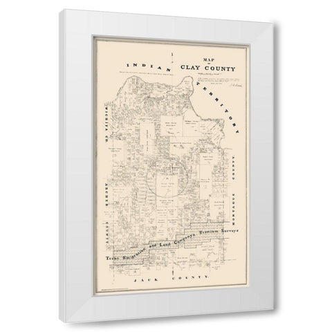 Clay County Texas - Walsh 1880 White Modern Wood Framed Art Print by Walsh