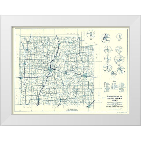 Collin Texas Highway - Highway Dept 1936 White Modern Wood Framed Art Print by Highway Dept