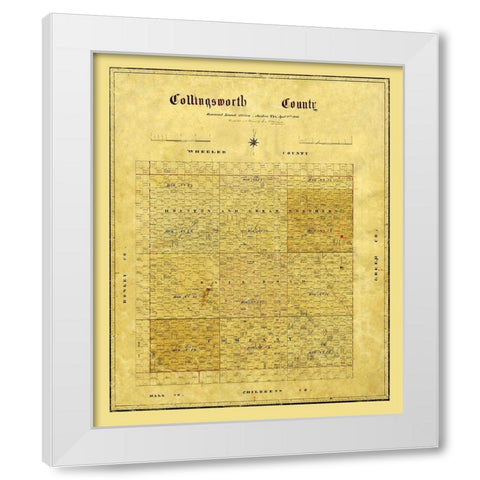 Collingsworth County Texas - 1880 White Modern Wood Framed Art Print by Unknown