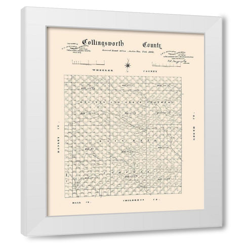 Collingsworth County Texas - 1892 White Modern Wood Framed Art Print by Unknown