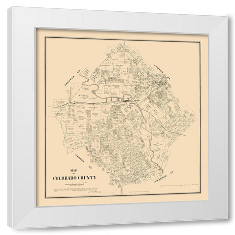 Colorado County Texas - Walsh 1880 White Modern Wood Framed Art Print by Walsh