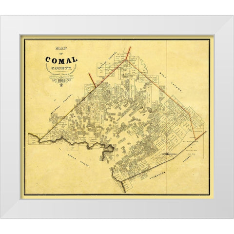 Comal County Texas - Rosenberg 1862 White Modern Wood Framed Art Print by Rosenberg