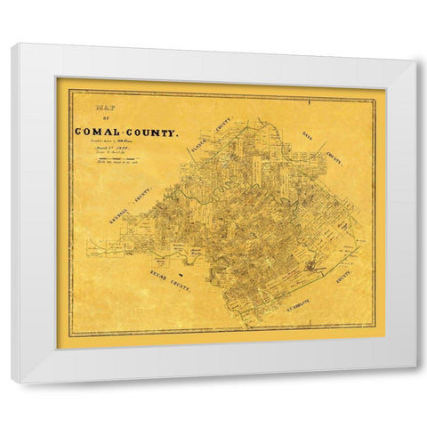 Comal County Texas - Groos 1874 White Modern Wood Framed Art Print by Groos