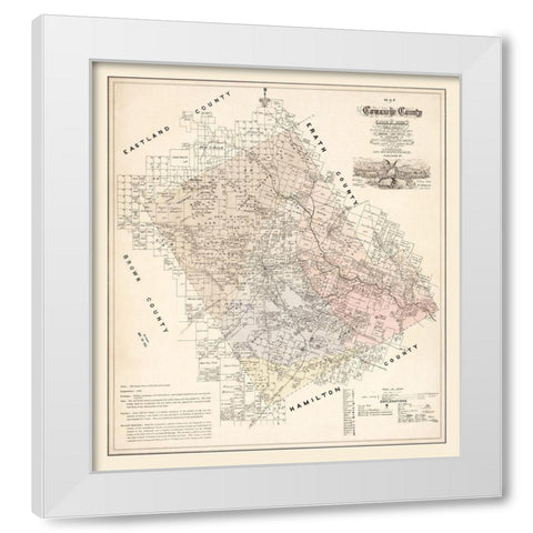 Comanche County Texas - Roessler 1876 White Modern Wood Framed Art Print by Roessler