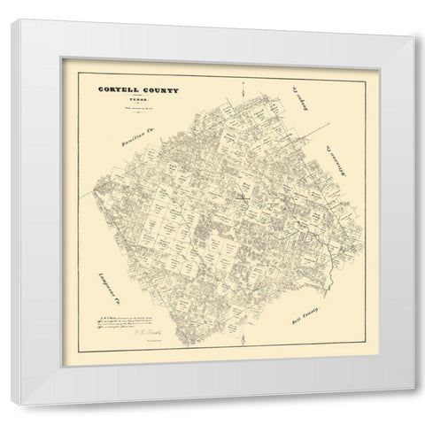Coryell County Texas - Walsh 1879 White Modern Wood Framed Art Print by Walsh