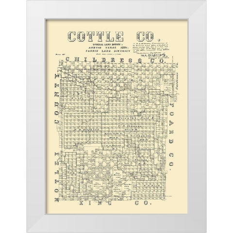 Cottle County Texas - McGaughey 1891 White Modern Wood Framed Art Print by McGaughey