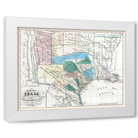 Texas - Colorado River - Konen Marche 1835 White Modern Wood Framed Art Print by Marche
