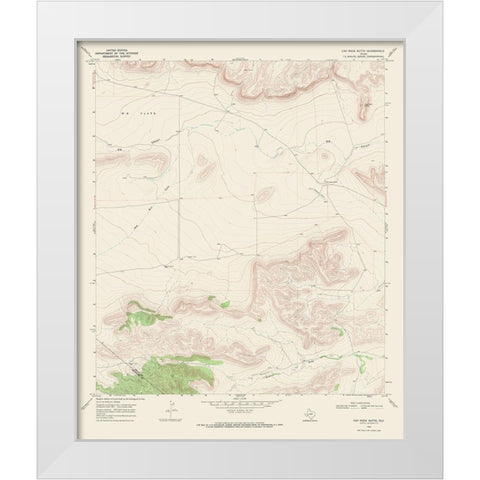 Cap Rock Butte Texas Quad - USGS 1968 White Modern Wood Framed Art Print by USGS