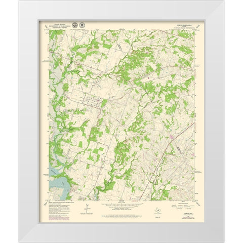 Comyn Texas Quad - USGS 1965 White Modern Wood Framed Art Print by USGS