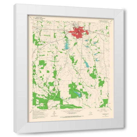 Clarksville Texas Quad - USGS 1964 White Modern Wood Framed Art Print by USGS