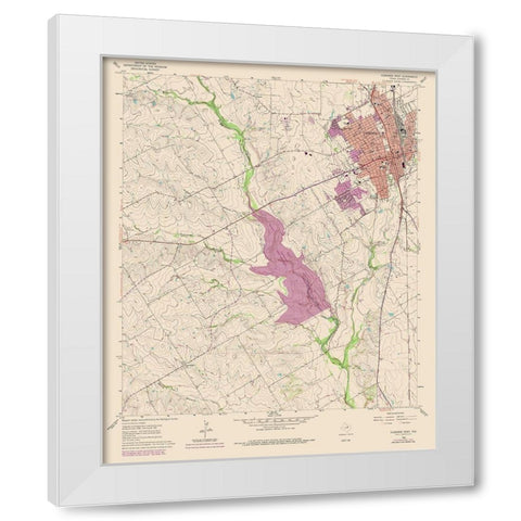 Cleburne West Texas Quad - USGS 1978 White Modern Wood Framed Art Print by USGS