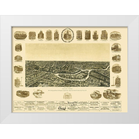Dallas Texas - Giraud 1892 White Modern Wood Framed Art Print by Giraud