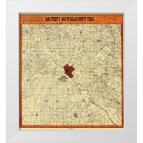 Dallas Texas Landowner - Street 1902 White Modern Wood Framed Art Print by Street