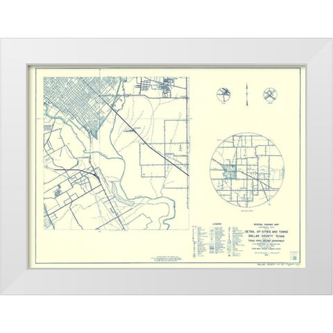 Dallas Texas Cities 4 of 4 - Highway Dept 1936 White Modern Wood Framed Art Print by Highway Dept
