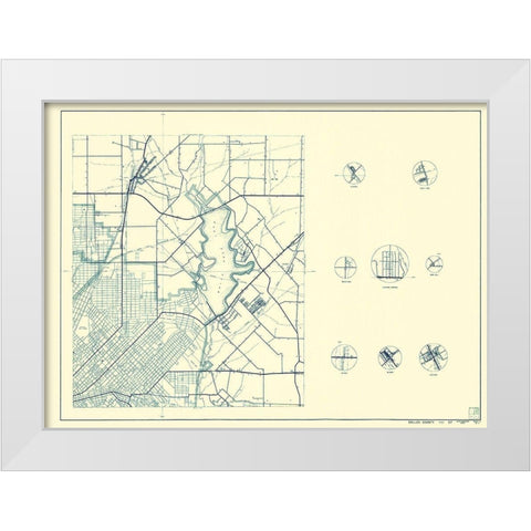 Dallas Texas Cities 3 of 4 - Highway Dept 1936 White Modern Wood Framed Art Print by Highway Dept