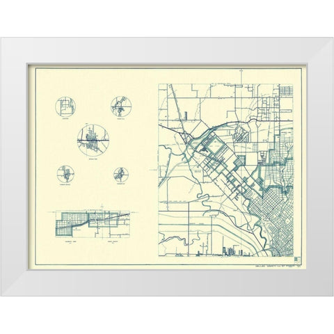 Dallas Texas Cities 1 of 4 - Highway Dept 1936 White Modern Wood Framed Art Print by Highway Dept