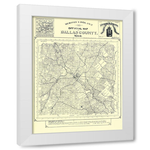 Dallas Texas Landowner - Murphy 1886 White Modern Wood Framed Art Print by Murphy