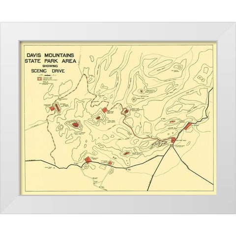Davis Mountains State Park Texas - Swartz 1935 White Modern Wood Framed Art Print by Swartz