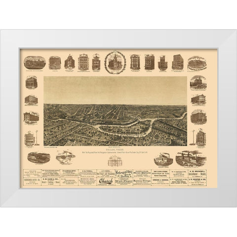 Dallas Texas - Giraud 1892 White Modern Wood Framed Art Print by Giraud