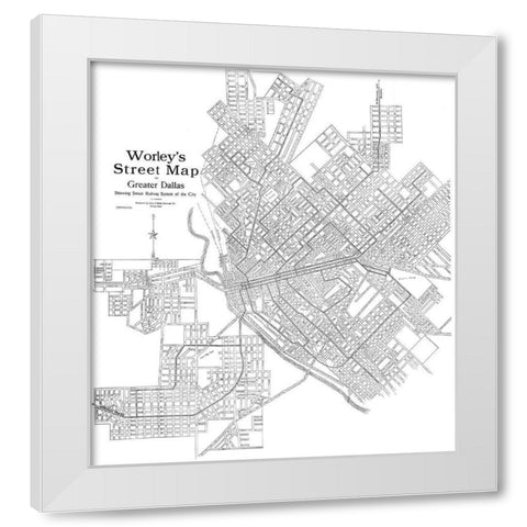 Dallas Texas - Worley 1909 White Modern Wood Framed Art Print by Worley