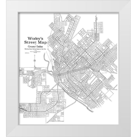 Dallas Texas - Worley 1909 White Modern Wood Framed Art Print by Worley