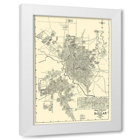 Dallas Texas - West 1925 White Modern Wood Framed Art Print by West